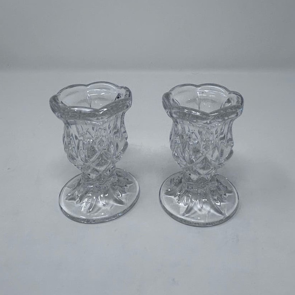 Clear‎ Cut Crystal Candleholders Made in Germany Set of 2   3" Tall x 2" Wide - Picture 2 of 6